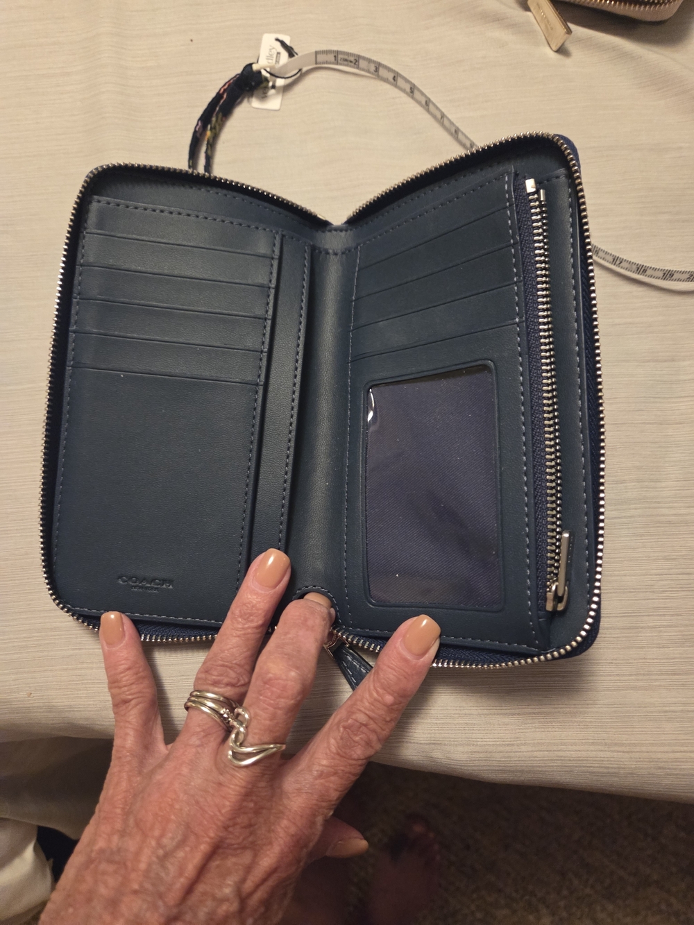 COACH Quilted Denim Zip Wallet - Blue - Picture 2 of 4